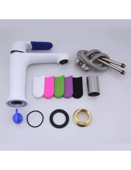 Смеситель для умывальника Frap F1034, белый, хром, однорычажный