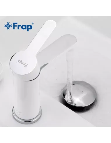 Змішувач для умивальника Frap F1041, білий, хром, одноважільний