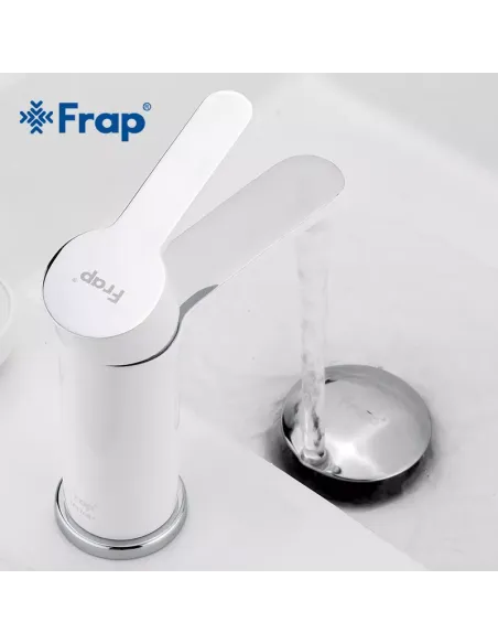 Змішувач для умивальника Frap F1041, білий, хром, одноважільний