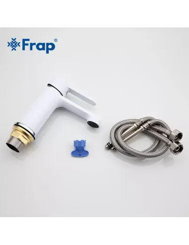 Змішувач для умивальника Frap F1041, білий, хром, одноважільний