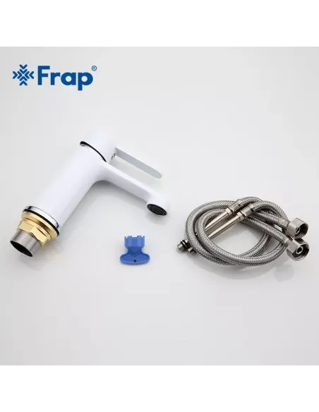 Змішувач для умивальника Frap F1041, білий, хром, одноважільний