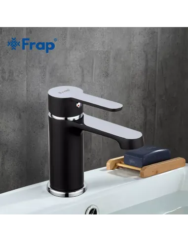 Смеситель для умывальника Frap F1042, черный, хром, однорычажный