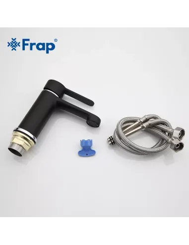 Смеситель для умывальника Frap F1042, черный, хром, однорычажный