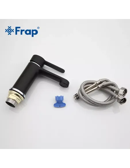 Смеситель для умывальника Frap F1042, черный, хром, однорычажный
