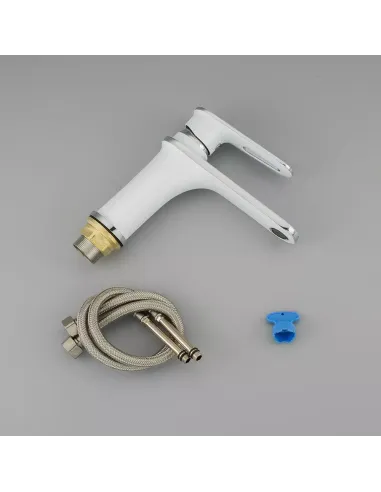 Змішувач для умивальника Frap F1049, білий, хром, одноважільний