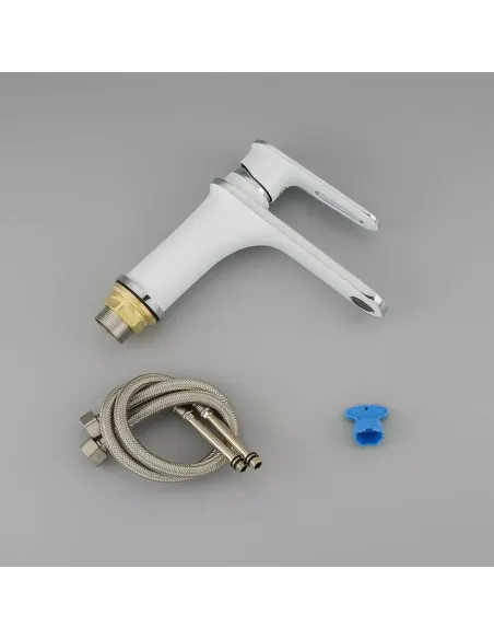 Змішувач для умивальника Frap F1049, білий, хром, одноважільний