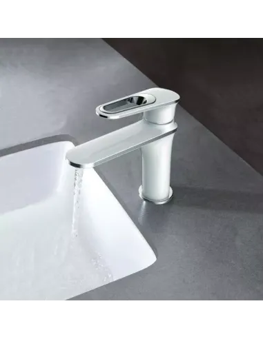 Змішувач для умивальника Frap F1049, білий, хром, одноважільний