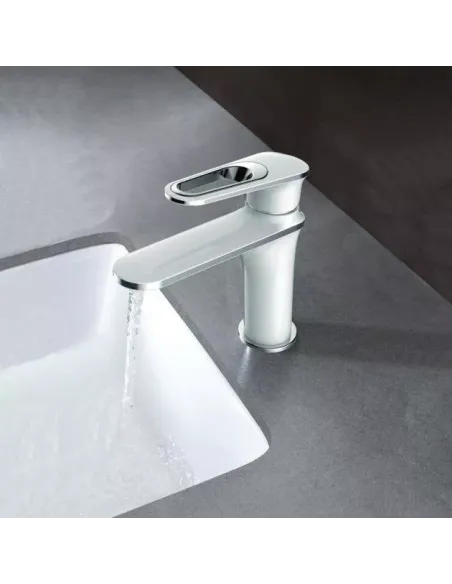 Змішувач для умивальника Frap F1049, білий, хром, одноважільний