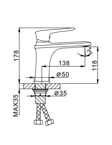 Змішувач для умивальника Frap F1049, білий, хром, одноважільний