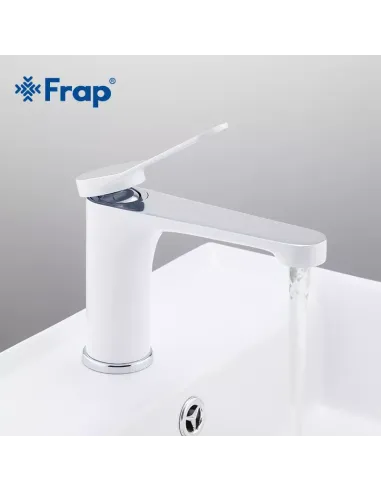 Змішувач для умивальника Frap F1045, білий, хром, одноважільний