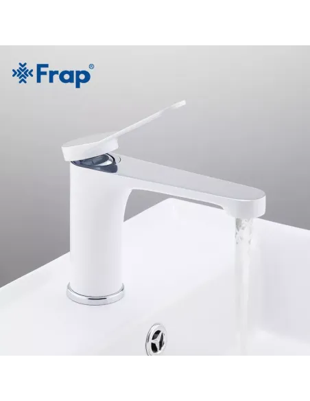 Змішувач для умивальника Frap F1045, білий, хром, одноважільний