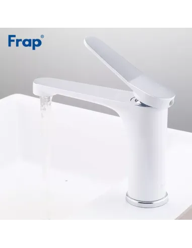 Змішувач для умивальника Frap F1045, білий, хром, одноважільний