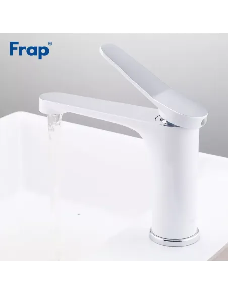 Змішувач для умивальника Frap F1045, білий, хром, одноважільний