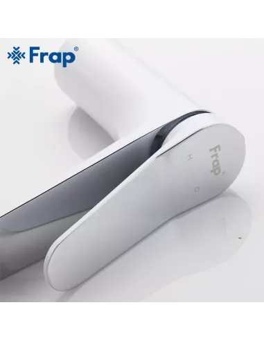 Змішувач для умивальника Frap F1045, білий, хром, одноважільний