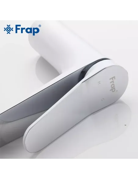 Змішувач для умивальника Frap F1045, білий, хром, одноважільний
