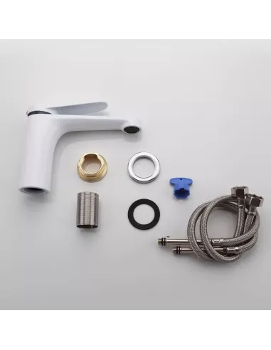 Змішувач для умивальника Frap F1045, білий, хром, одноважільний