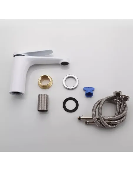 Змішувач для умивальника Frap F1045, білий, хром, одноважільний