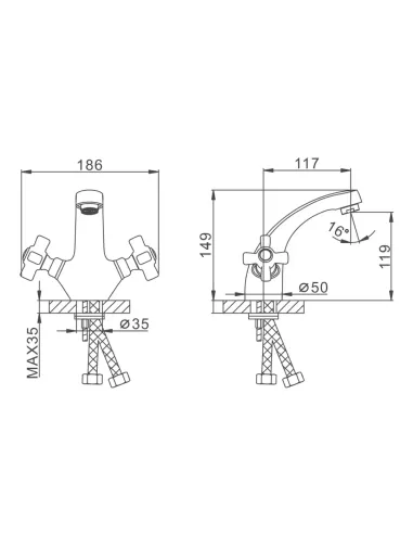 Змішувач для раковини Frap F1024 двовентильний, хром.