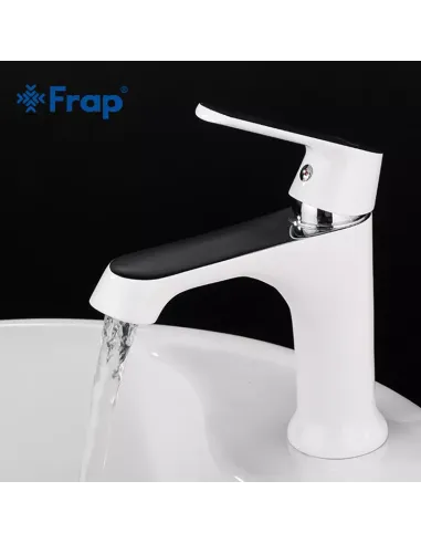 Смеситель для умывальника Frap F1031, белый, хром, однорычажный