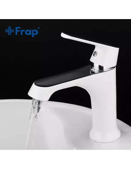 Смеситель для умывальника Frap F1031, белый, хром, однорычажный