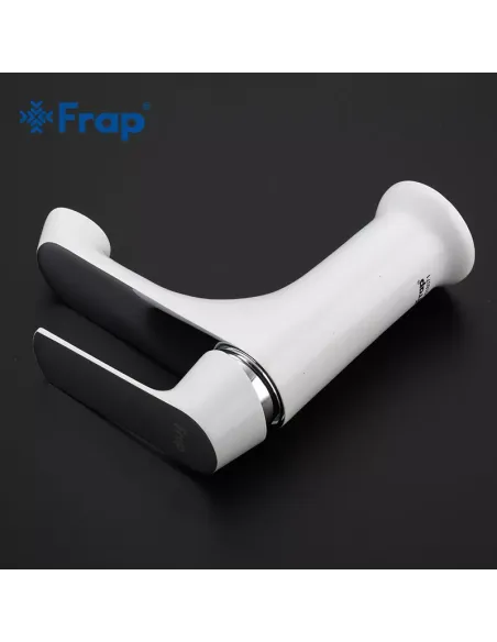 Смеситель для умывальника Frap F1031, белый, хром, однорычажный