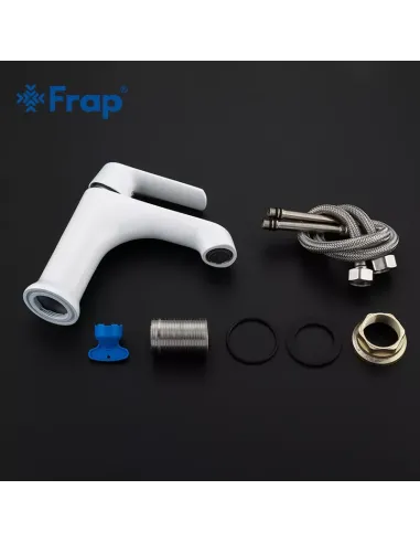 Смеситель для умывальника Frap F1031, белый, хром, однорычажный