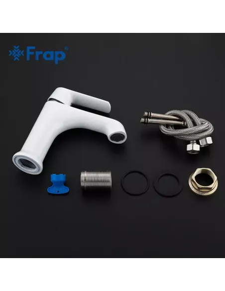 Смеситель для умывальника Frap F1031, белый, хром, однорычажный