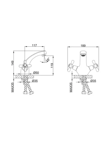 Змішувач для умивальника Frap F1025 двовентильний, хром