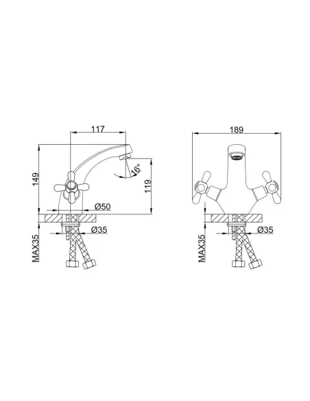 Змішувач для умивальника Frap F1025 двовентильний, хром