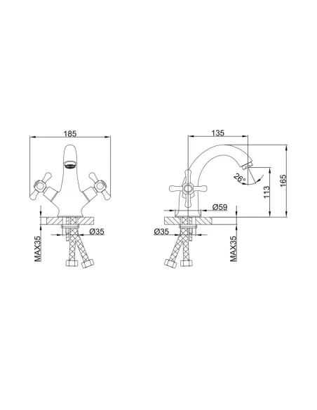 Смеситель для умывальника Frap F10732-B двухвентильный, хром