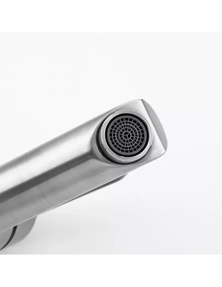 Змішувач для умивальника Frap F10801 одноважільний, нержавіюча сталь, сатин