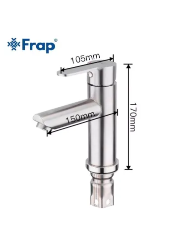 Змішувач для умивальника Frap F10801 одноважільний, нержавіюча сталь, сатин