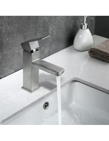 Змішувач для умивальника Frap F10802 одноважільний, нержавіюча сталь, сатин