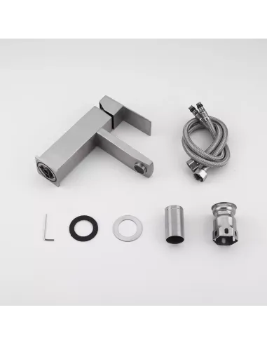 Змішувач для умивальника Frap F10802 одноважільний, нержавіюча сталь, сатин