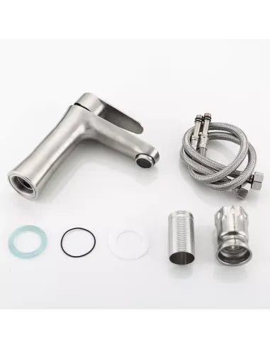 Смеситель для умывальника Frap F1048 однорычажный, нержавеющая сталь, сатин