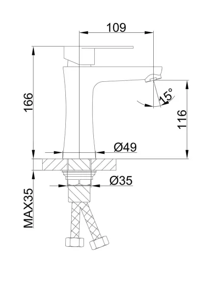 Смеситель для умывальника Frap F1048 однорычажный, нержавеющая сталь, сатин