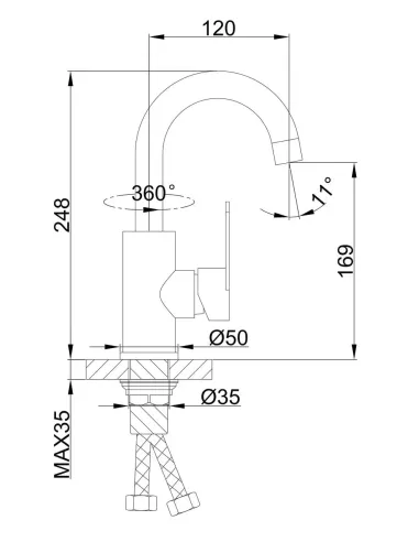 Змішувач для умивальника Frap F1348 одноважільний, нержавіюча сталь, сатин