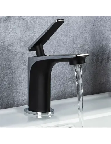 Смеситель для умывальника Frap F1057, черный, хром, однорычажный