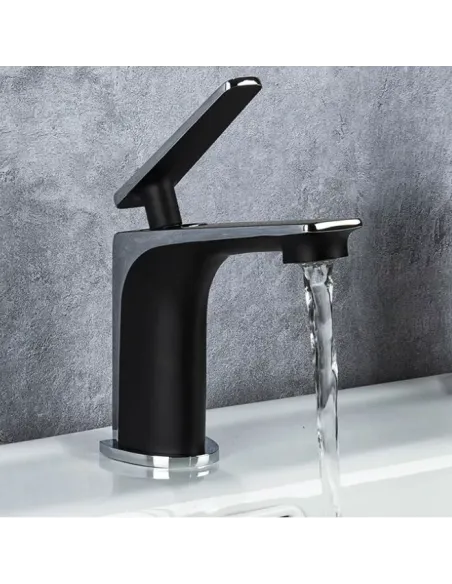 Смеситель для умывальника Frap F1057, черный, хром, однорычажный
