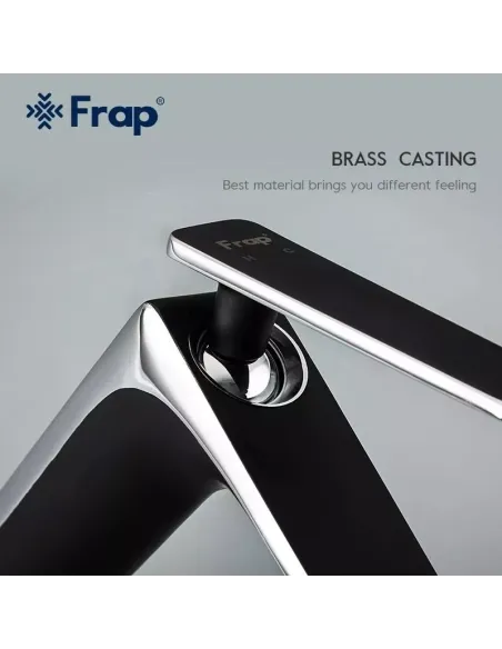 Смеситель для умывальника Frap F1057, черный, хром, однорычажный
