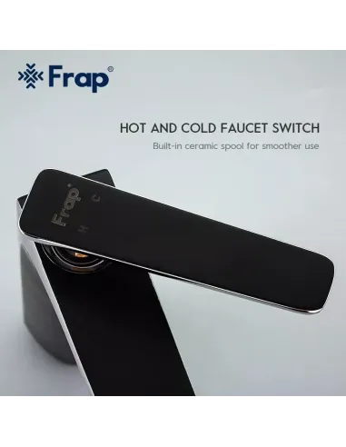 Смеситель для умывальника Frap F1057, черный, хром, однорычажный