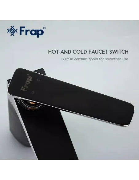 Смеситель для умывальника Frap F1057, черный, хром, однорычажный