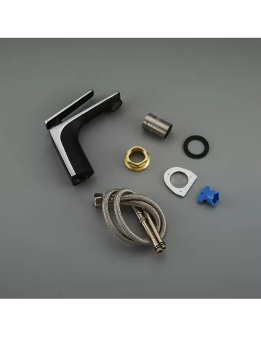 Смеситель для умывальника Frap F1057, черный, хром, однорычажный