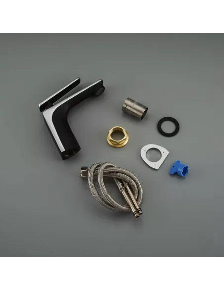 Смеситель для умывальника Frap F1057, черный, хром, однорычажный