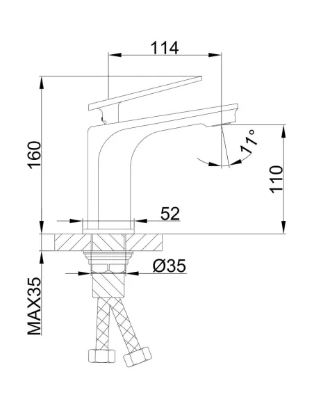 Смеситель для умывальника Frap F1057, черный, хром, однорычажный
