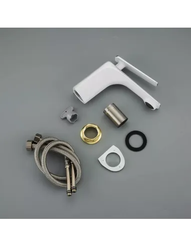 Змішувач для умивальника Frap F1058, білий, хром, одноважільний