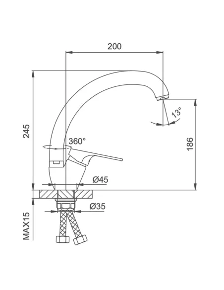 Змішувач для кухні Frap F4101-11, чорний