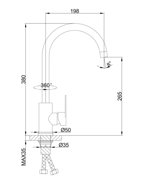 Смеситель для кухни Frap F4048, сатин