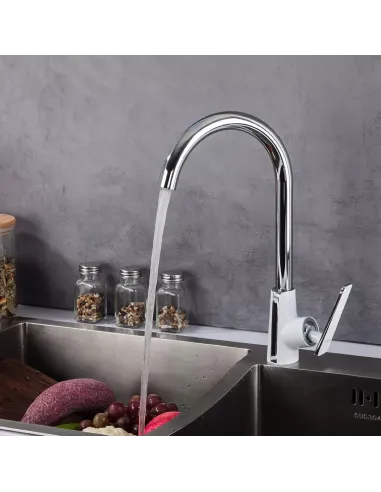 Змішувач для кухні Frap F4058, білий хром.