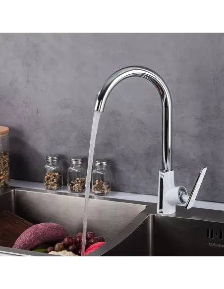 Смеситель для кухни Frap F4058, белый хром